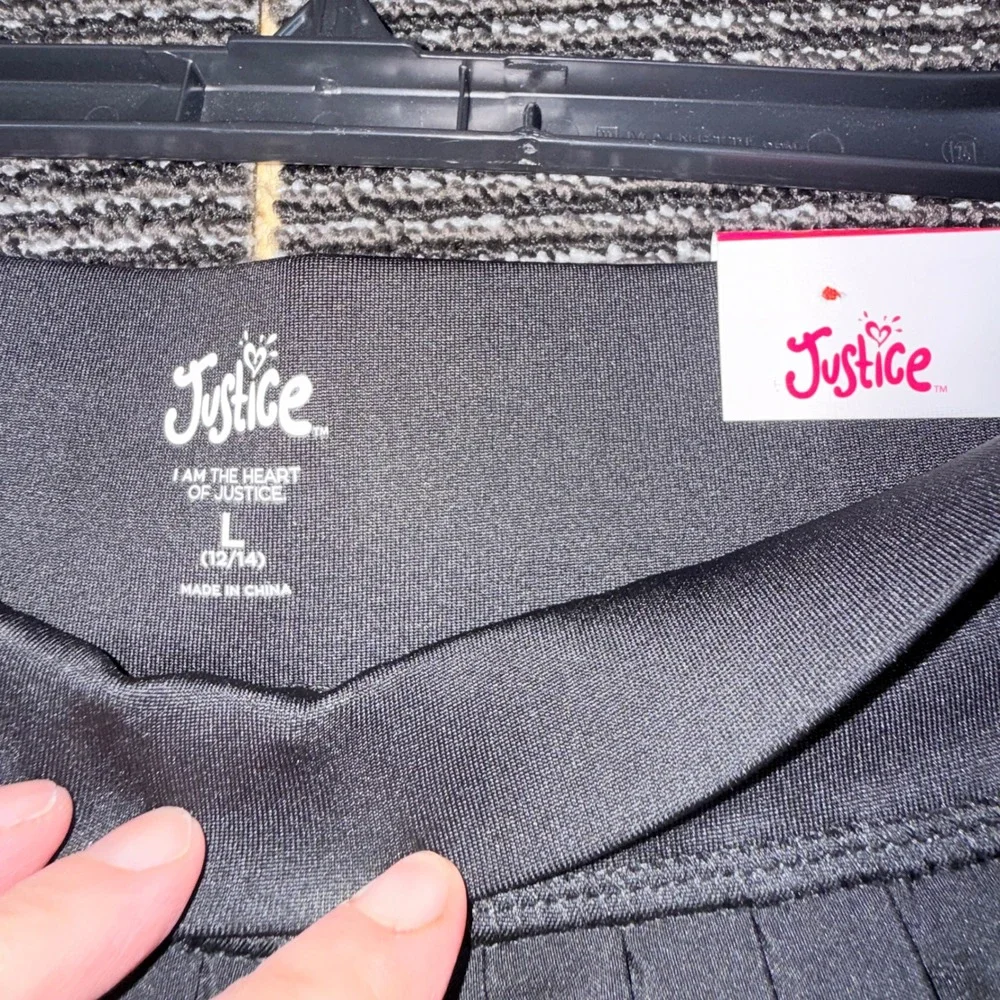 Justice JSport Pleated Skirt Girls L 12/14 New Black Built-in Short Tech Pocket